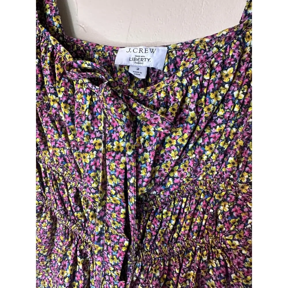 J. Crew Liberty Cinched-waist Organic Cotton Floral Busy Izzy Blouse 2